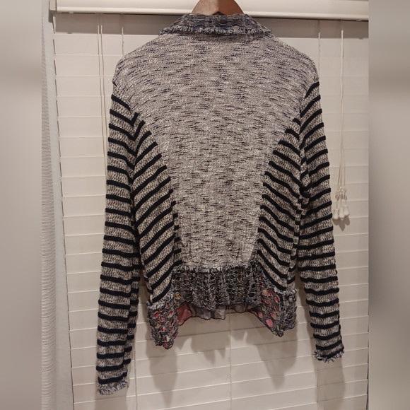 Striped Black and Gray Women's Sweater - Picture 4 of 7